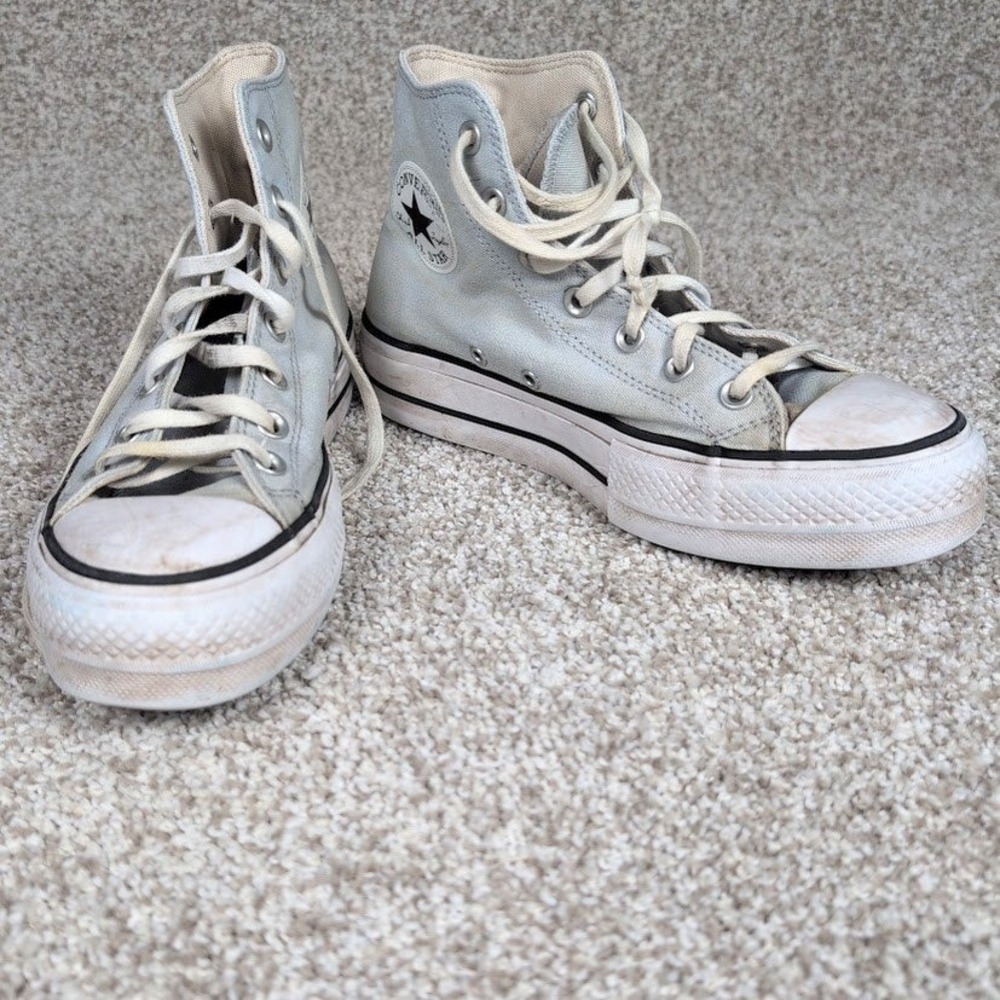 Converse Chuck Taylor All Star Lift High Top Platform Sneakers Silver Size 8